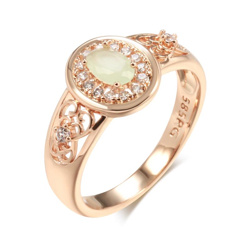 

New Oval Cut Emerald Rings For Women Luxury Natural Zircon With Rose Gold Color Flower Ethnic Wedding Daily Jewelry 9