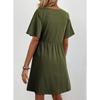 YYFS Women's Fashion Summer Spring Flower Pattern Print Short Sleeve V-Neck High Waist Casual Dresses