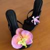 Flowers Decoration Flip Toe Slippers Sexy Square Toe Thin Heel Corss Tied Slip On New Arrivals Fashion Women Shoes