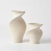 Set de 2 vaze ceramice răsucite – Vaze moderne crem cu pete pentru decorarea casei, Vaze sculpturale înalte și mici pentru masa din living