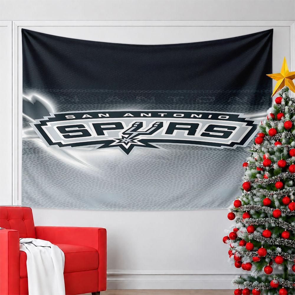 San Antonio Spurs Logo Design Pattern Wall Hanging Tapestry Decorative Tapestry Home Decor for Bedroom and Living Room