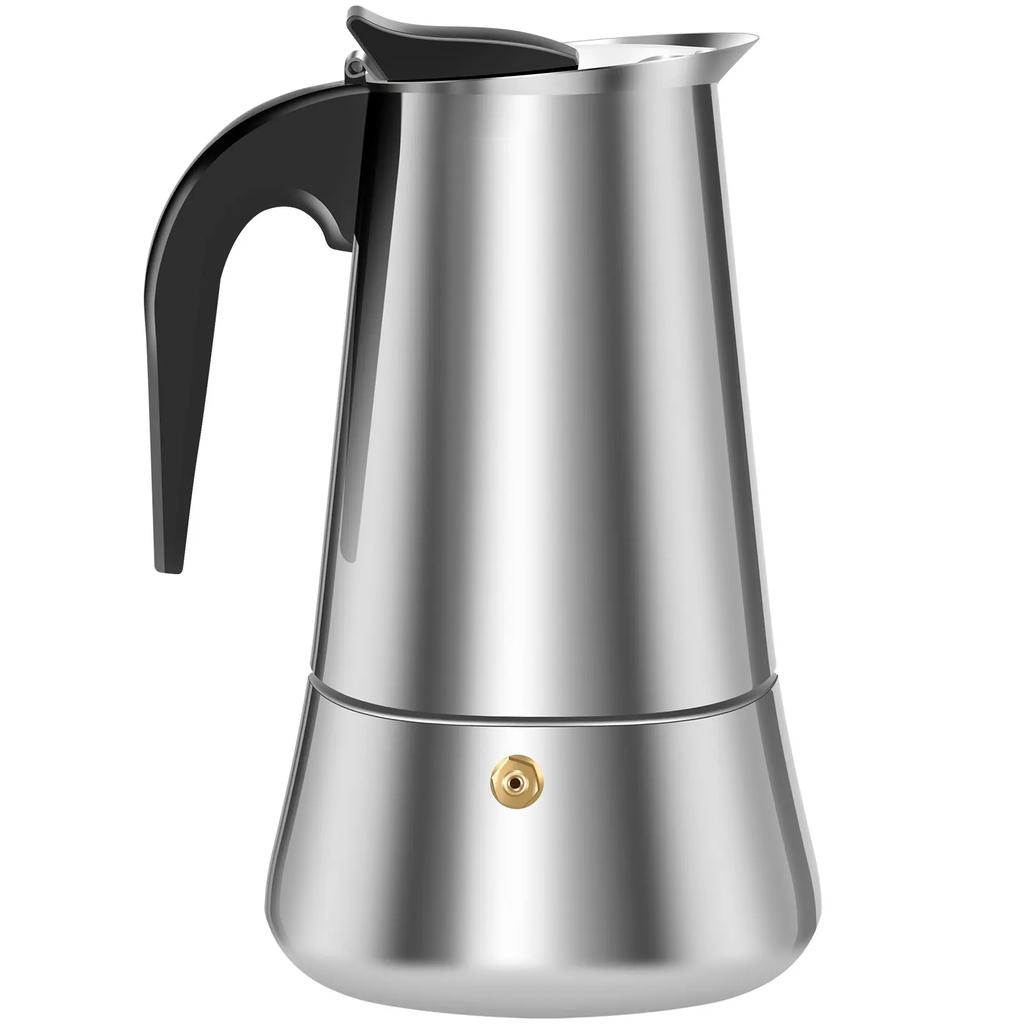 Cafeteira Expresso de Fogão Versátil Aço Inoxidável Cafeteira Moka Economizadora de Tempo Clássica Fogões de Indução para Uso Doméstico