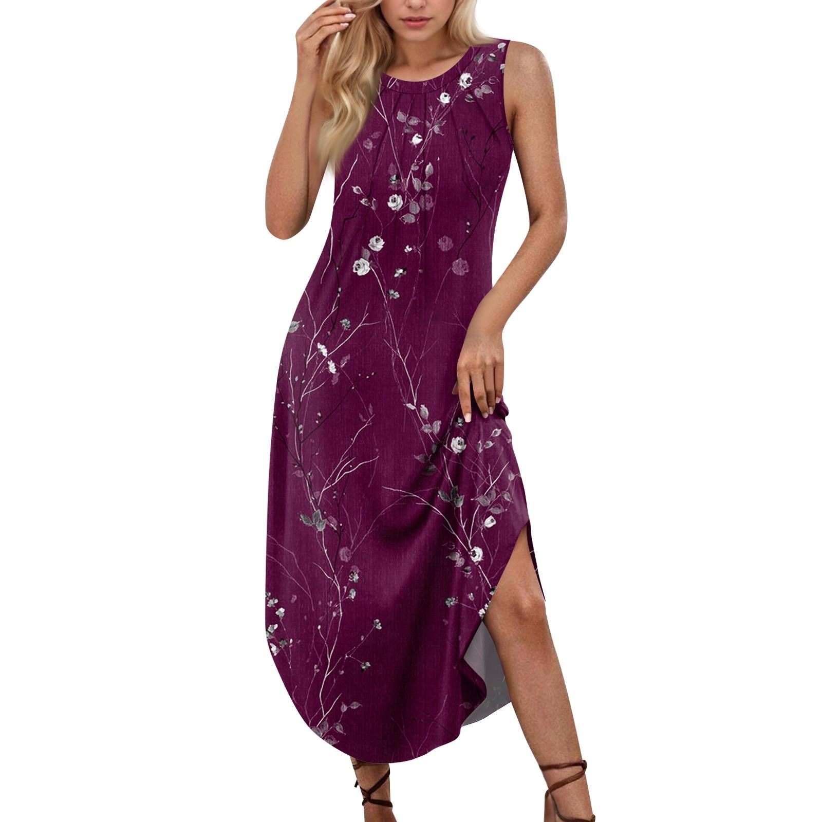 

Женские летние повседневные платья без рукавов с принтом и U-образным вырезом XXL