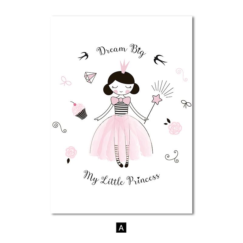 Pink Princess Baby Nursery Prints Nordic Poster Crown Queen Canvas Painting Wall Art Pictures for Kids Girls Room Decoration