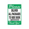 Metal Wall Sign Delivery Packages To Side Door Left Arrow