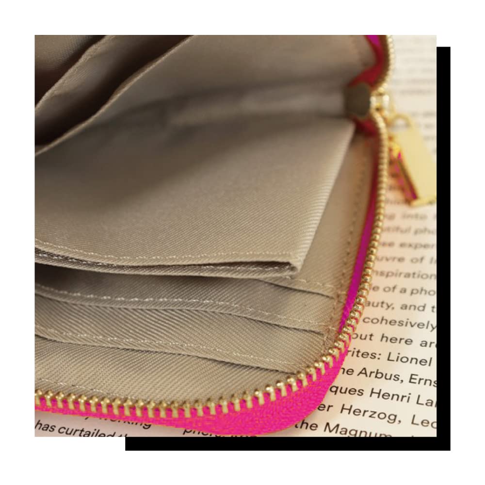 SWINGPLUS Mini Wallet, Genuine Leather, Bifold, L-Zip, Grained Finish, Card Case, Women's, 10cm x 12cm x 2cm (Pink)