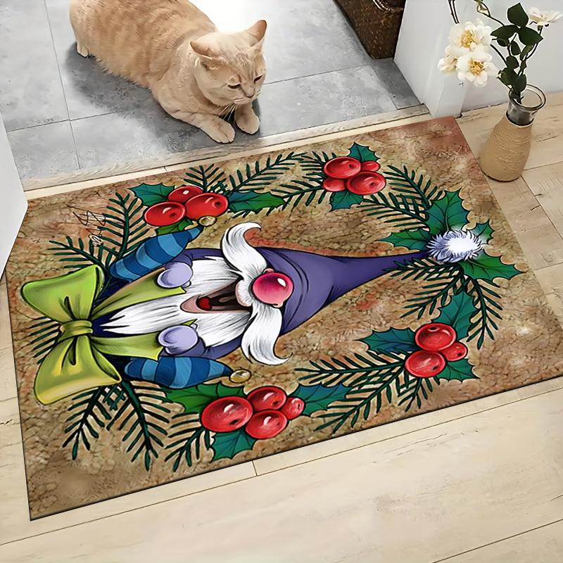 1Pc Gnome Christmas Tree Celebration Carpet Rug Soft Washable Antislip Home Living Room Sofa Mats Personalized Christmas Rug