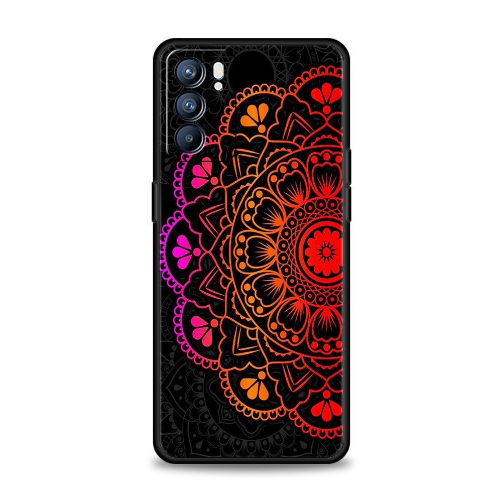 Mandala Flower Totem Case For Oppo Find X6 Pro X5 A54 A53 A52 A9 2020 A15 A95 A17 A16 A76 A74 A57 Reno7 Reno6 Pro Plus 5G Cover