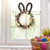 Osterhase Kranz Kleine Hasenform Rattan Kranz mit Pastell-Eiern Blumen für Haustür Innen Außen Frühling Haus Fenster Wand Dekoration