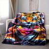 1pc Tiger Cocktail Glass Blanket Lightweight Flannel Blanket Throw Blanket For Sofa, Bed, Travel, Camping, Livingroom, Couch, Chair, And Bed yy2509026