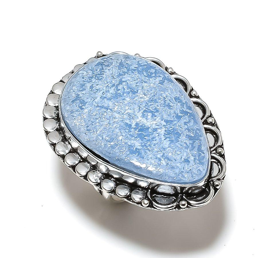Angelite Stone gemstone 925 Sterling Silver Jewelry Ring Size 9