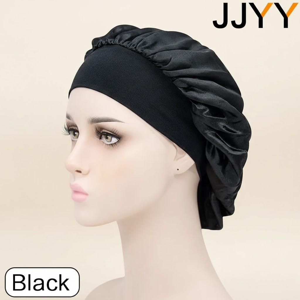 

Women Satin Sleep Caps Solid Color Bath Bonnets Hair Protection Hat Beauty Accessories for Daily Use чёрный