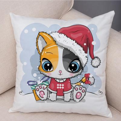 Nordische Katze Hirsch Tiger Kissenbezug Dekor Niedliche Cartoon Tier Kissenhülle für Sofa Zuhause Kinderzimmer Weicher Plüsch Kissenbezug