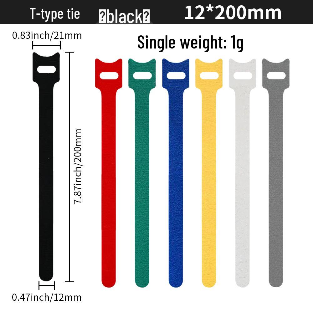 T-Type Magic Tape Cable Ties for Earphones, Data Cables, Organizers, and Network Cables with Back-to-Back Adhesive Straps.