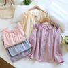 Women's Pure Cotton Gauze Pajama Set - Spring/Summer, Long Sleeve, Nine-Point Pants, Loose Fit, Japanese Style, Solid Color.