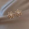 Exquisite Sparkling Zircon Imitation Pearl Snowflake Earrings for Women, Suitable for Women's Daily Party Zircon Gifts