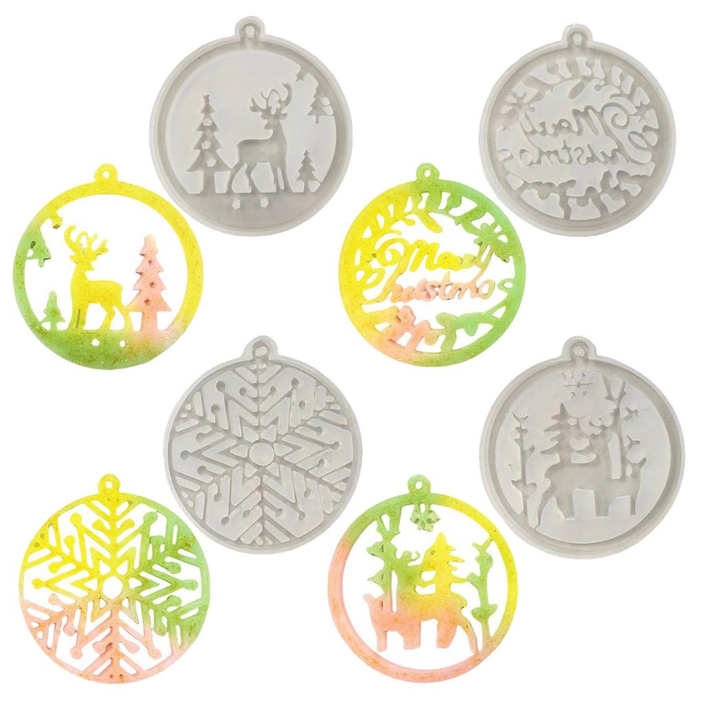 4ks silikonová forma na přívěsek na klíče Vánoční ozdoba na klíčenky Formy na výrobu šperků pro nadšence řemesel