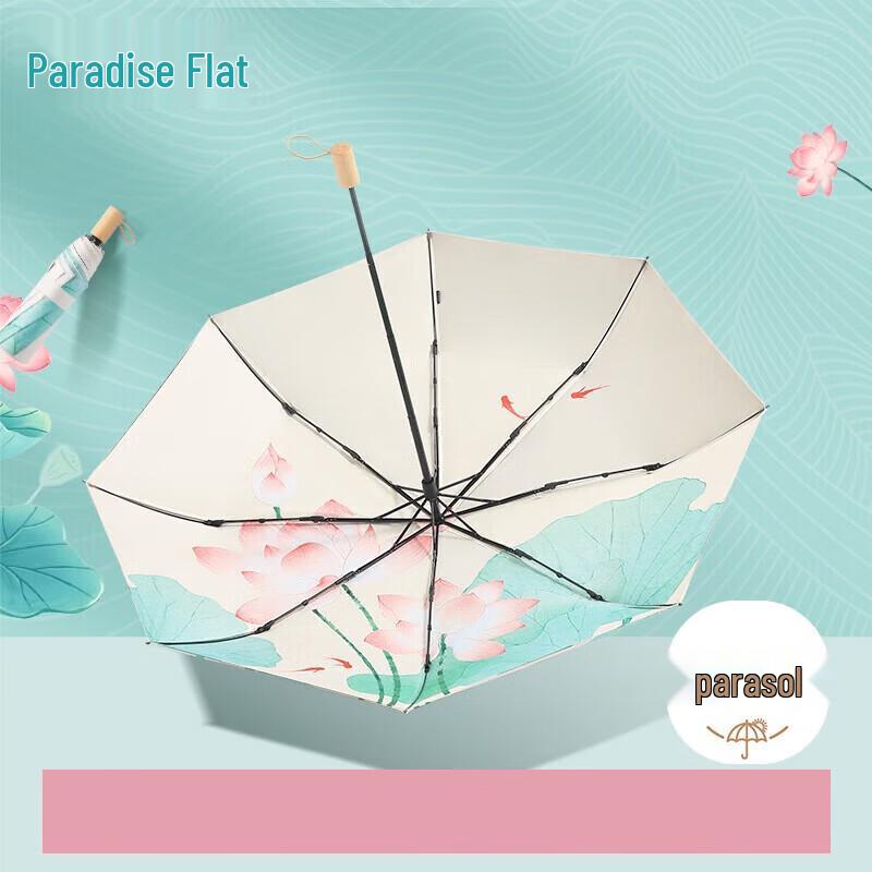 Heaven Three-Fold Anti-UV Floral Sun & Rain Umbrella