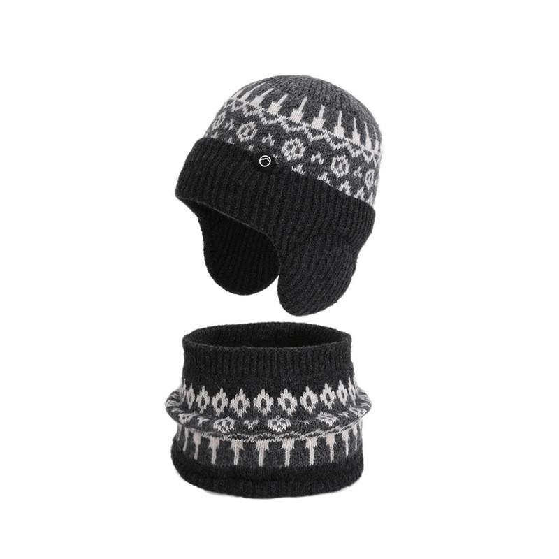 Kids Winter Knit Hat And Scarf Set With Fleece Earmuffs For Outdoor Warmth And Wind Protection