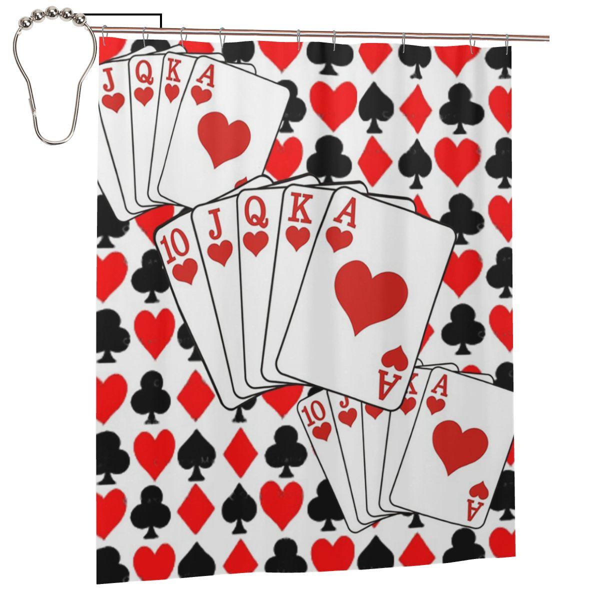 

Casino Nights Red Queen Of Hearts Shower Curtain Bathroom Polyester Waterproof Bath Curtains With Hooks W60H190(CM)-1 Pcs