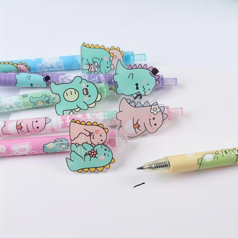 48pcs Cartoon Gel Pen Cartoon Dinosaur Stickers Creative Ink Gel Pen Cartoon Promotional Gifts Office Supplies, Creative 0.5 Black School Statione