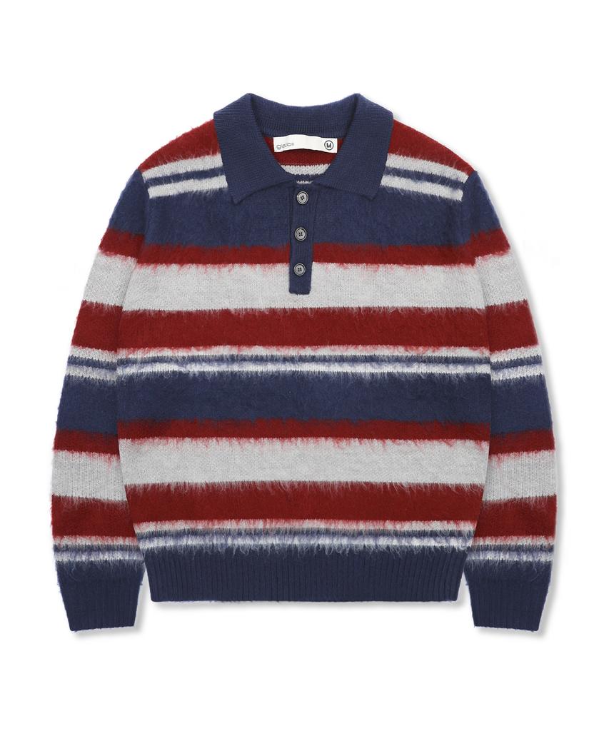 GLACK Gnt080 Good Will Retro Stripe Hairy Knit (Navy)