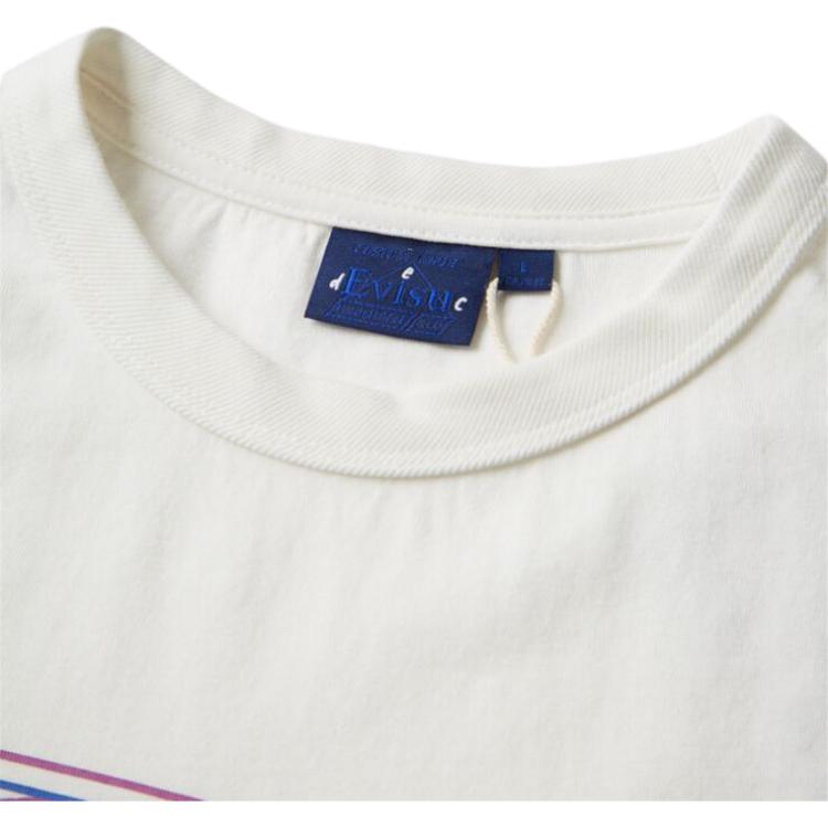 Evisu × Edison Chen Multi-Dimensional Rainbow Buddha Head Print Fitted Comfortable Simple Casual T-Shirt Men T-Shirts White 2EAEDM0TS510BZ