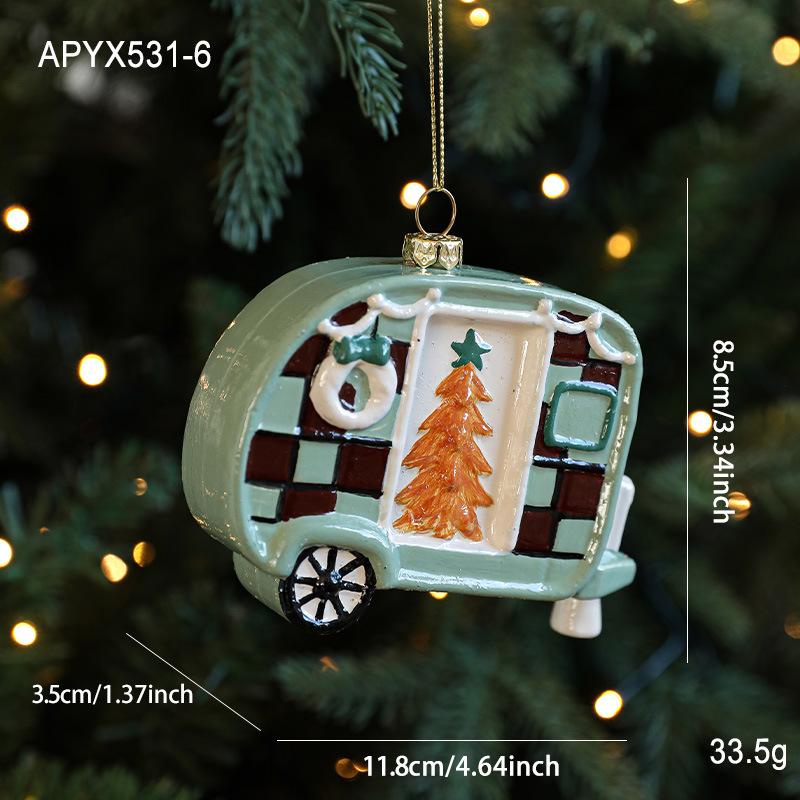 Christmas Pendant Plastic Material Old Man Car Bear Christmas Tree Hanging Decoration Family Party Christmas Decoration Pendant