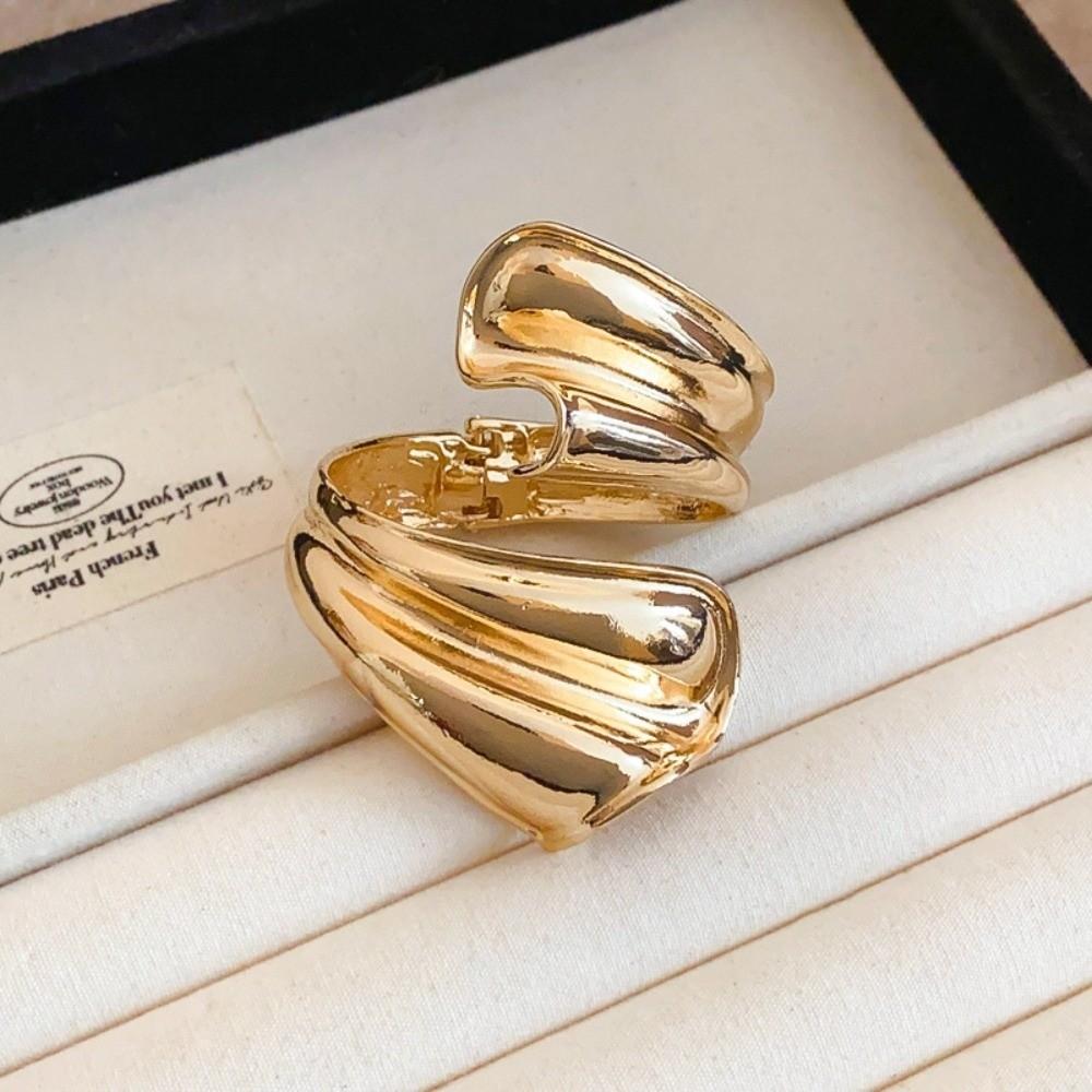 Ribbon Shaped Zinc Zinc Alloy Wide Opening Bangle Metal Retro Hand Ring Irregular Wide Bracelet  Gift