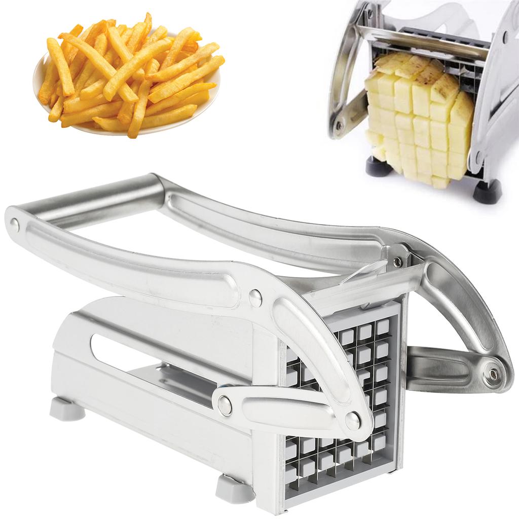 French Fry Cutter Multi-functional Vegetable Fruit Chopper with 2 Stainless Steel Blades French Fries Chips Maker Potato Slicer