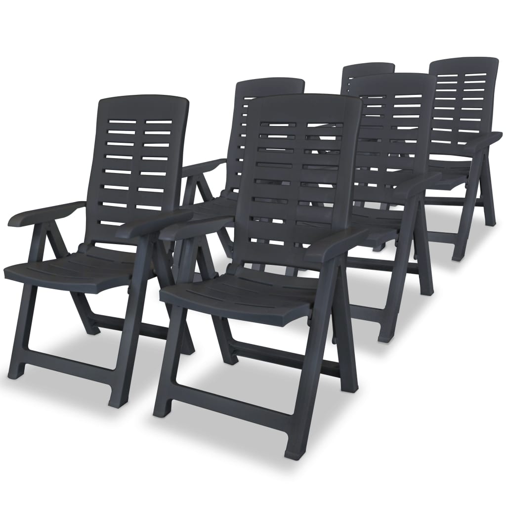Vidaxl Folding Garden Chairs, 6 Pcs, Plastic, Anthracite