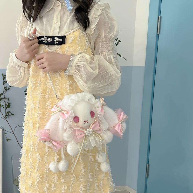 Lolita wiadro darmowa torba olita ręcznie robiona darmowa lalka króliczka klapouchego kokarda darmowa torba na ramię listonoszka