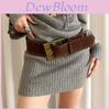 Classic Vintage Brown Pu Wide Belt With Zinc Alloy Buckle For Casual Dresses And Jeans