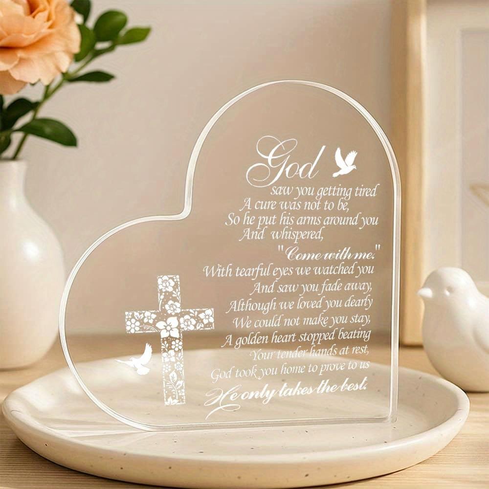 

Уникальный домашний декор для центра стола - Акриловая мемориальная табличка в форме сердца с вдохновляющей цитатой, Идеально подходит для спальни, гостиной чистый