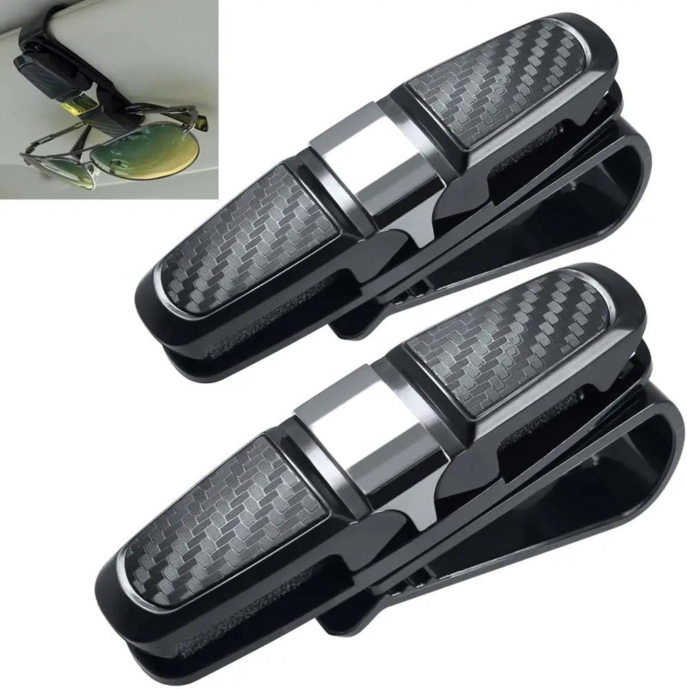 2Pcs Car Sun Visor Sunglasses Ticket Card Clamp Clip Car Glasses Holder Portable ABS Eyeglasses Case Car Accessories