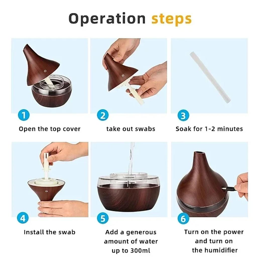 300ml Luftbefeuchter Aromatherapie Diffusor Luftgerät Vaporisator Verdampfer Umgebung Aromatiseur Luftbefeuchter Raum Difusor