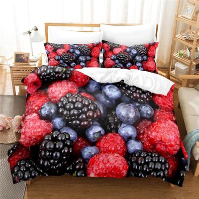 Biancheria da Letto Stampa 3D Mirtillo Rosso, Litchi, Limone Set Copripiumino Singolo Tessili per la Casa Design Frutta