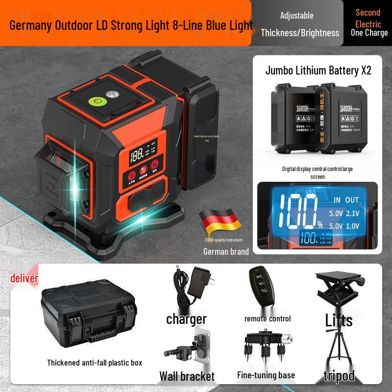 12-Line High Precision Green Infrared Level with Automatic Outdoor Wall Sticking and Self-Leveling