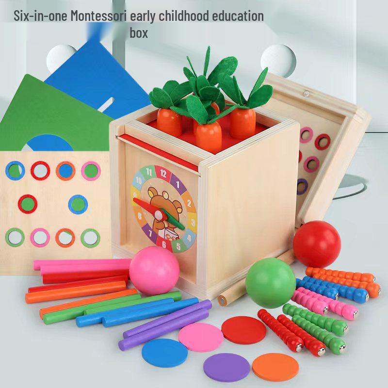 Children s Wooden Educational Toy: Radish Pulling, Bug Catching, Fishing, and Nail Board