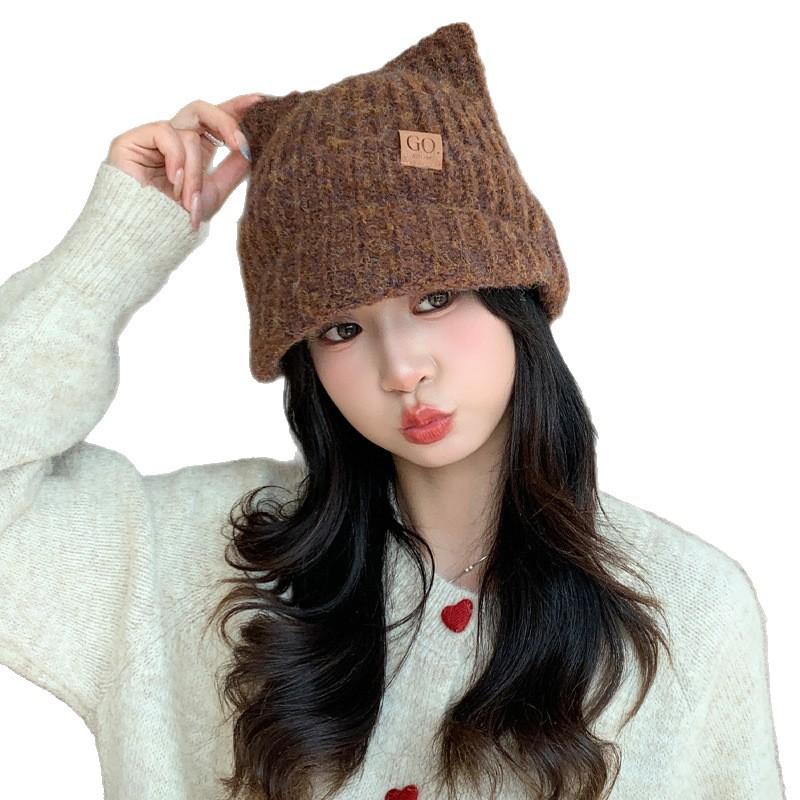 Korean Sweet and Cute Colorful Knitted Baseball Cap Autumn and Winter Fashion Versatile Warm Hat Windproof Ear Protection Head Hat