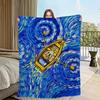 Vintage Starry Sky Painting Flannel Warm Soft Plush Blanket Sofa Living Room Hogar V-Van Gogh Office Bedroom Travel Gift Home