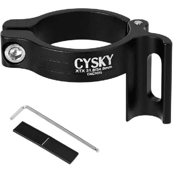 CYSKY Bike Front Derailleur Clamp 31.8mm 34.9mm, Adjustable Braze On Front Derailleur Adapter Compatible with Shimano Sram for MTB Mountain Bike Road