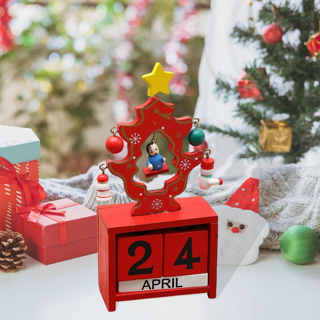 Holiday Wooden Advent Calendar Christmas Countdown Number Blocks Desk Decor for Festive Home