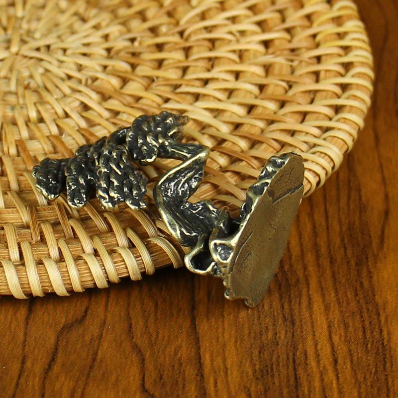 Brass Welcome Pine Desktop Tea Table Tea Pet Pure Copper Ornament Metal Copper Ware Men's and Women's Small Copper Ware Ornament