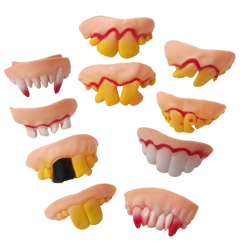 Trick Toys Party Funny Halloween Dentures Zombie Incisors Toothy Halloween Decor Prop Fake Teeth