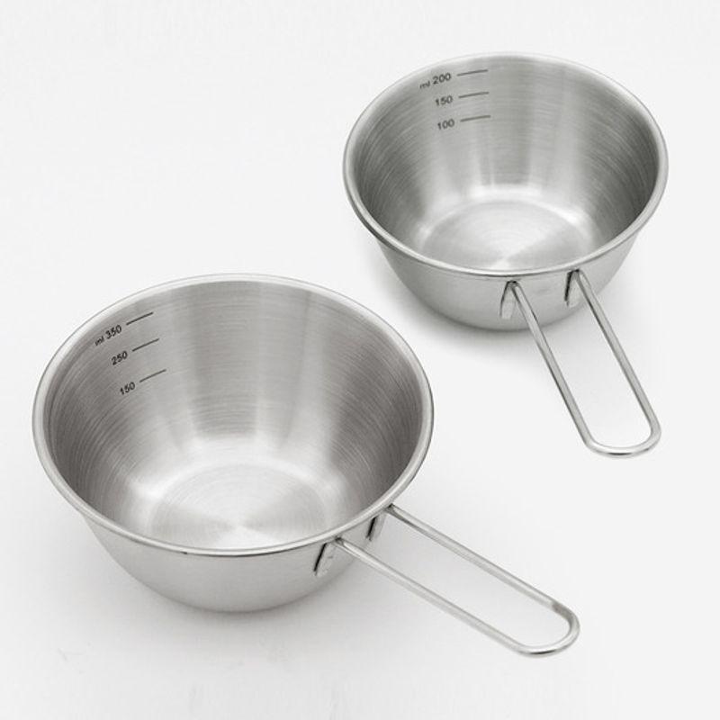 Reborn. J 304 Stainless Steel Long Handle Mini Measuring Cup 2-piece Set (200ml + 400ml) / Stainless Steel Handle Mixing Bowl