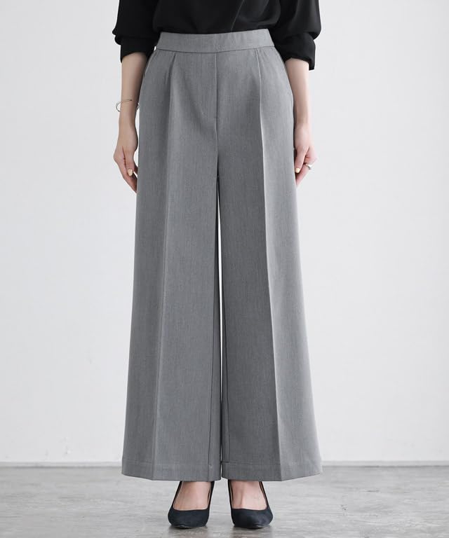Pierrot Short Heather Charcoal Women's High-Quality Wide-Leg Pants, Length, PL,