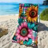 Zonnebloemen en kleurrijke patronen polyester microvezel strandlaken is zeer absorberend, geschikt voor zwemmen en stranduitjes