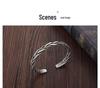 Retro Braided Open Bangle: S925 Silver Plated Unisex Bracelet - Trendy Heavy Industry Design