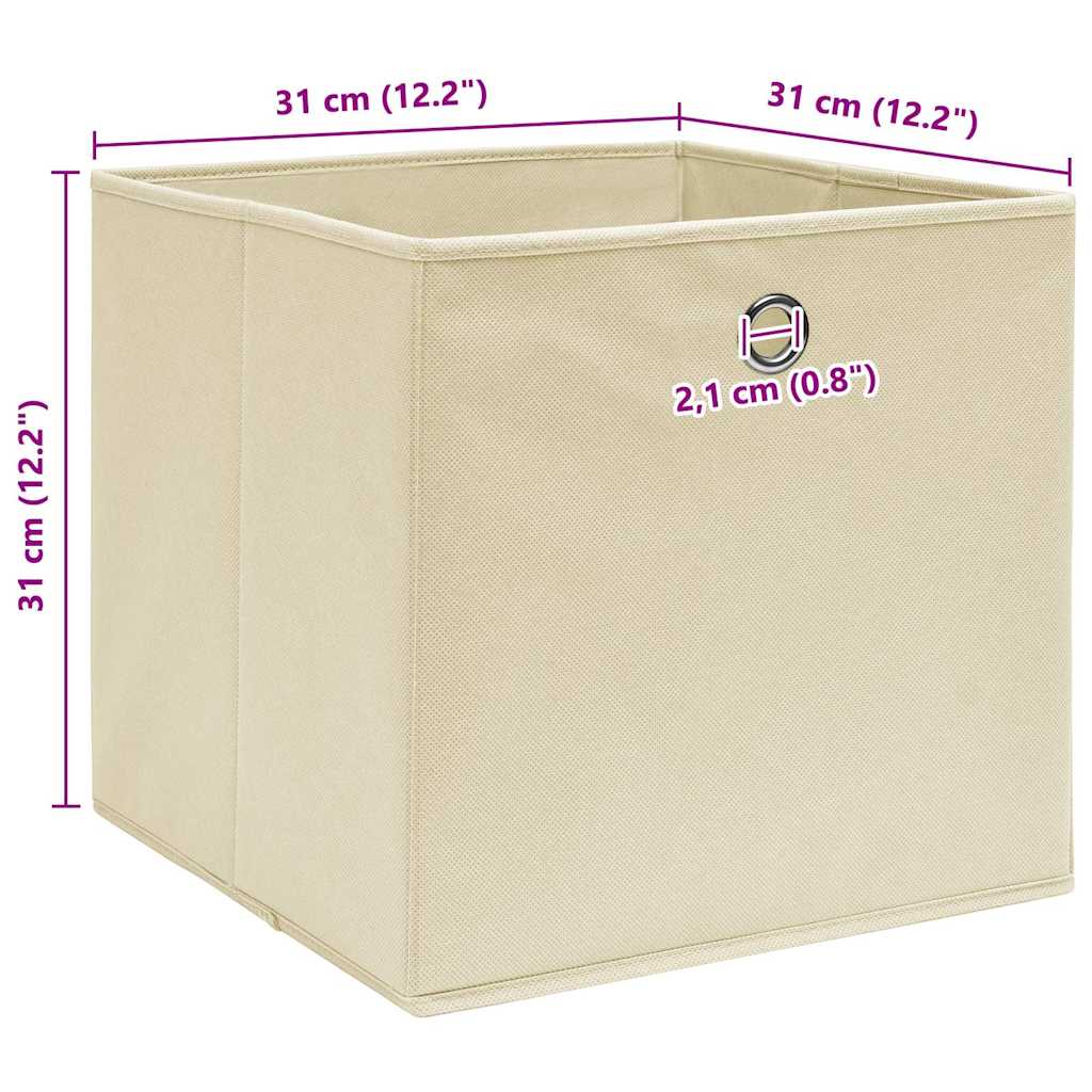 vidaXL Aufbewahrungsboxen 10 Stk. Creme 32x32x32 cm Stoff